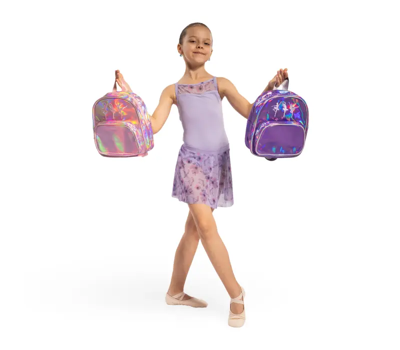 Bloch Ballerina Backpack, rucsac pentru fete cu model curcubeu - Liliac irizat