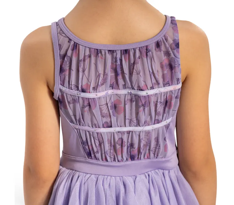 Bloch Evie Floral tank, dres cu fustiţă tutu pentru fete cu bretele largi - Liliac Bloch