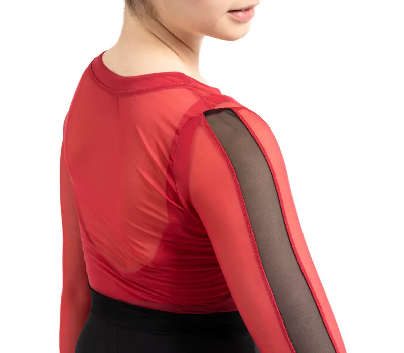 Capezio C'est La Vie Joyeux mesh cover up, top pentru dame - Roșu scarlet Capezio