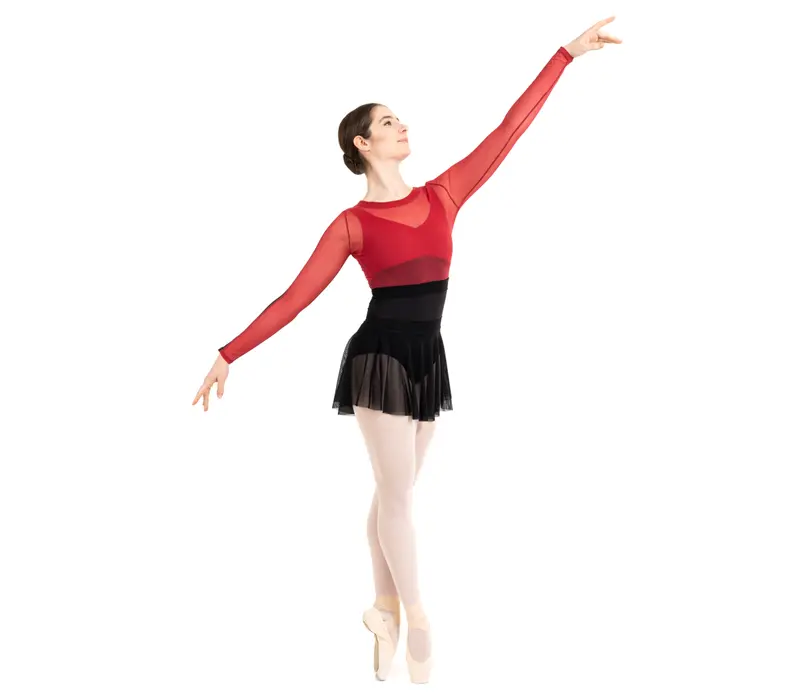 Capezio C'est La Vie Joyeux mesh cover up, top pentru dame - Roșu scarlet Capezio