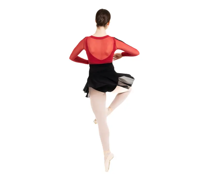 Capezio C'est La Vie Joyeux mesh cover up, top pentru dame - Roșu scarlet Capezio