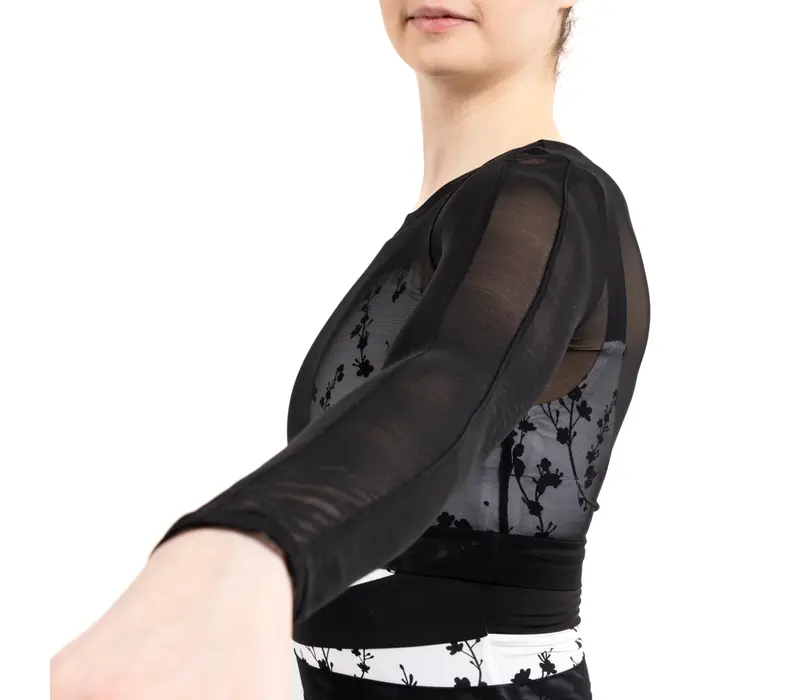 Capezio C'est La Vie Joyeux mesh cover up, top pentru dame - Negru