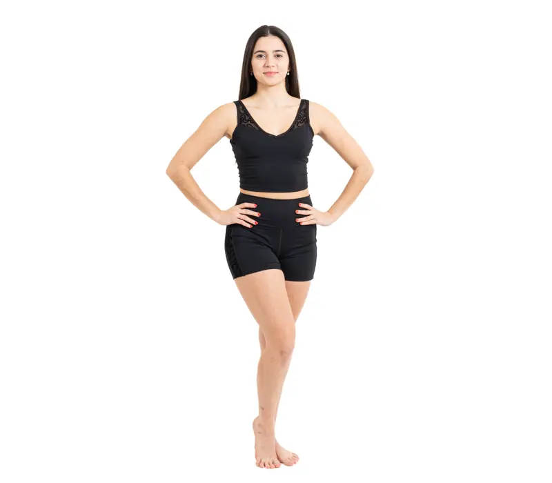 Capezio Bella Notte Vita Side Panel Short, pantaloni scurţi pentru femei - Negru