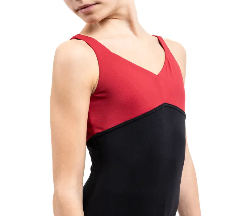 Capezio C'est La Vie Etoile Leotard, dres pentru fete cu bretele groase - Roșu scarlet Capezio