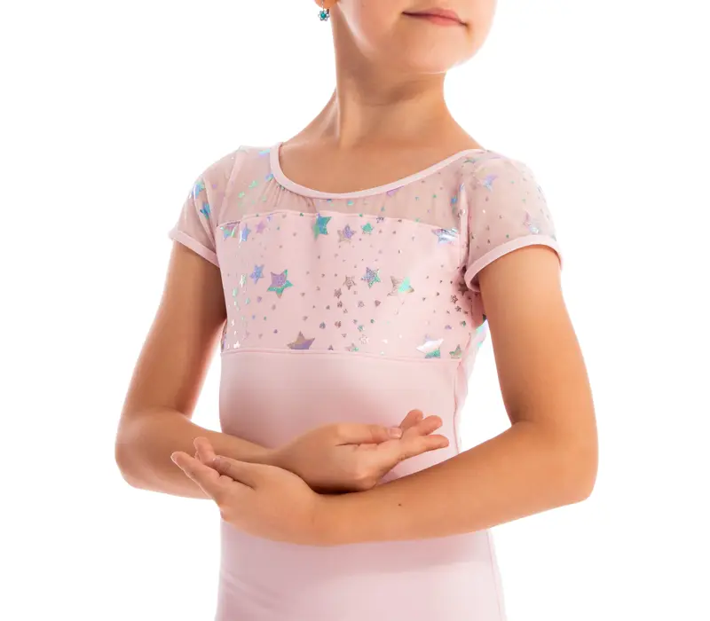 Capezio Leotard, costum de balet pentru copii cu maneca scurta - Roz