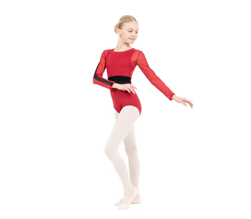 Capezio C'est La Vie Joyeux mesh cover up, top pentru fete - Roșu scarlet Capezio