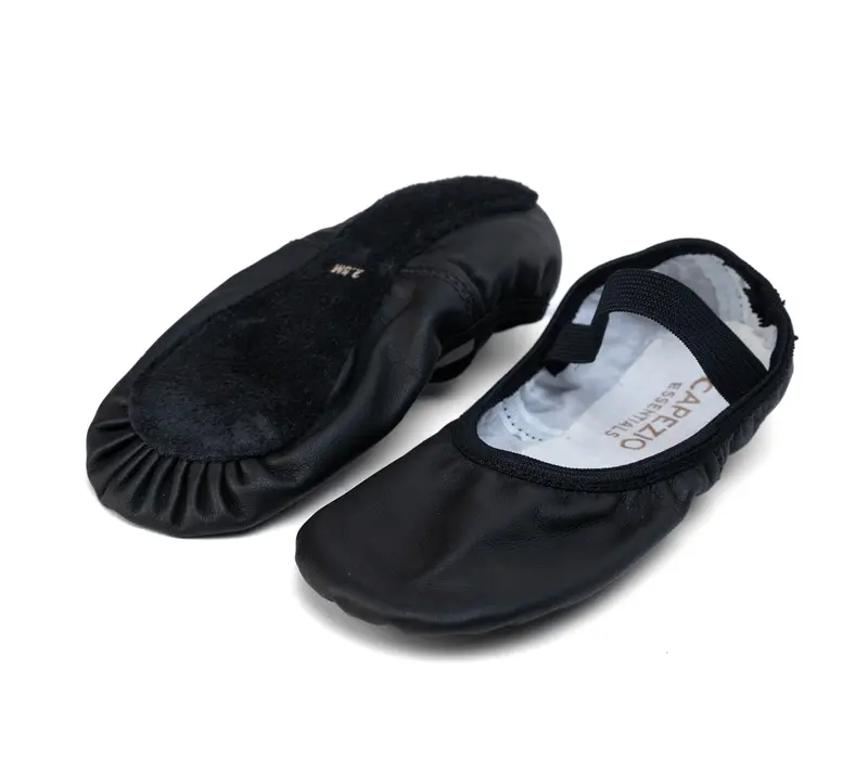 Capezio Luna, flexibili din piele pentru începători - Negru