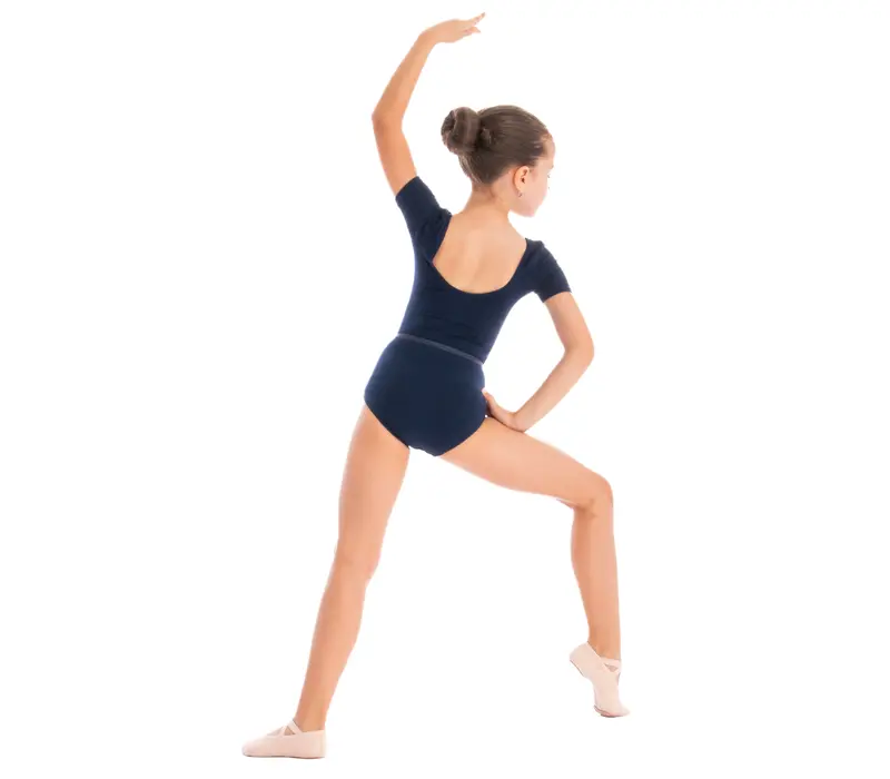 Capezio Leotard, costum de balet pentru copii cu maneca scurta - Albastru - navy