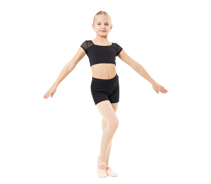 Capezio Foldover Boyshort, pantaloni scurți pentru copii - Negru